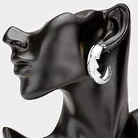 Metal Leaf Half Hoop Earrings