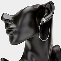Rhinestone Embellished Star Brass Metal Hoop Earrings