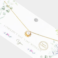 Gold Dipped Pearl Accented CZ Trimmed Pendant Necklace