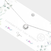 White Gold Dipped Pearl Accented CZ Trimmed Pendant Necklace