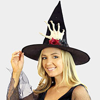 Skull Hand Flower Halloween Witch Hat