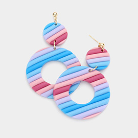 Colorful Open Round Polymer Clay Link Dangle Earrings