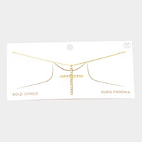 Gold Dipped CZ Cross Pendant Necklace