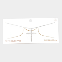 White Gold Dipped CZ Cross Pendant Necklace