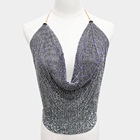 Metal Mesh Camisole Top Body Chain Necklace