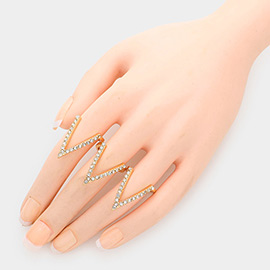 3PCS - Rhinestone Embellished Chevron Rings