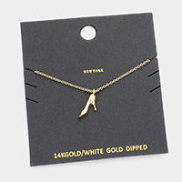 Gold Dipped Metal Stiletto Heel Pendant Necklace