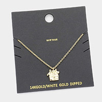 Gold Dipped Metal Christmas Gift Pendant Necklace