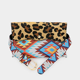 Leopard Patterned Faux Leather Fanny Pack / Belt / Crossbody Bag