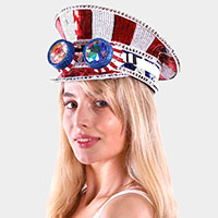 Sequin American USA Flag Goggle Hat
