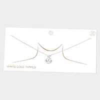 White Gold Dipped Mother of Pearl Anchor Pendant Necklace