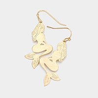 Brass Metal Mermaid Dangle Earrings