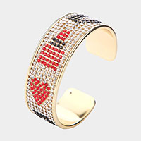 Bling Lipstick Heart Accented Cuff Bracelet