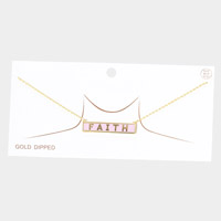 FAITH Gold Dipped Enamel Rectangle Message Pendant Necklace