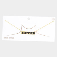 MAMA Gold Dipped Enamel Rectangle Message Pendant Necklace