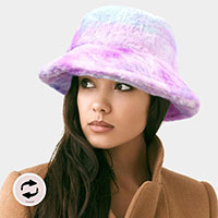 Reversible Colorful Soft Faux Fur Bucket Hat