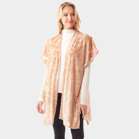 Leaf Patterned Velvet Burnout Shawl Poncho