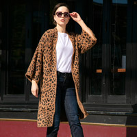 Leopard Patterned Bell Sleeves Cardigan