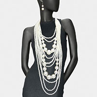 Multi Layered Pearl Bib Necklace
