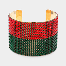 Bling Studded Color Block Cuff Bracelet