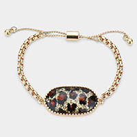 Glittered Leopard Pattern Hexagon Charm Bracelet