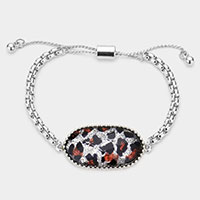 Glittered Leopard Pattern Hexagon Charm Bracelet