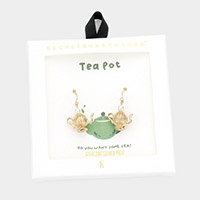 Secret Box _ Pearl Pointed Metal Tea Pot Dangle Earrings