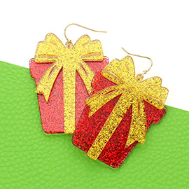 Glittered Resin Christmas Gift Dangle Earrings