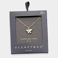 Secret Box _ 14K Gold Dipped CZ Butterfly Pendant Necklace