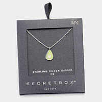 Secret Box _ Sterling Silver Dipped CZ Embellished Enamel Avocado Pendant Necklace