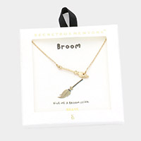 Secret Box _ Brass Metal Broom Pendant Necklace