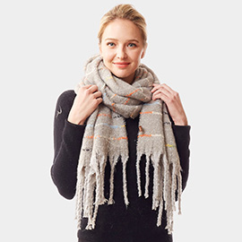 Glitz Colorful Stitch Fuzzy Oblong Scarf
