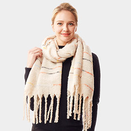 Glitz Colorful Stitch Fuzzy Oblong Scarf