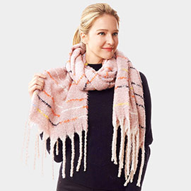 Glitz Colorful Stitch Fuzzy Oblong Scarf