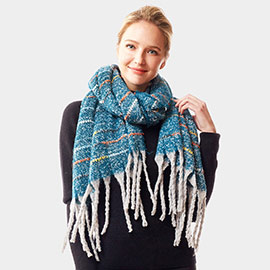 Glitz Colorful Stitch Fuzzy Oblong Scarf