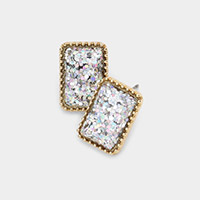 Glittered Rectangle Stud Earrings