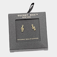 Secret Box _ 14K Gold Dipped Metal Treble Clef Stud Earrings