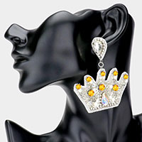 Felt Back Multi Beaded Crown Dangle Earrings