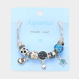Aquarius Zodiac Sign Constellation Multi Bead Charm Bracelet