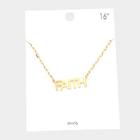 FAITH Brass Metal Message Pendant Necklace