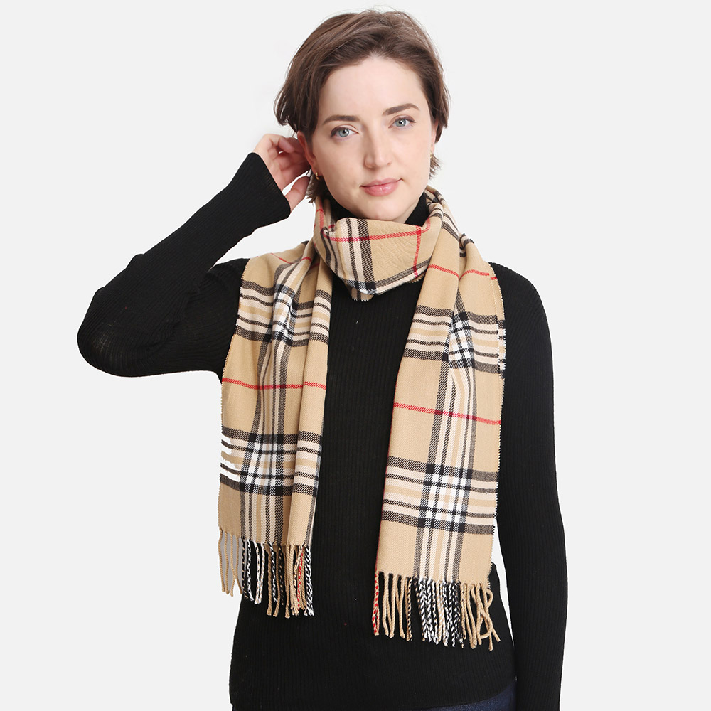 Plaid Check Patterned Oblong Scarf