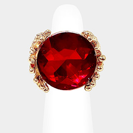 Metal Twig Detailed Round Stone Stretch Ring