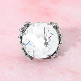 Metal Twig Detailed Round Stone Stretch Ring