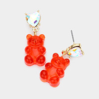 Heart Stone Gummy Bear Dangle Earrings