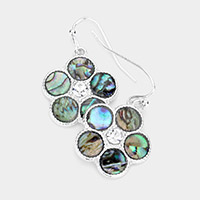 Abalone Accented Metal Flower Dangle Earring