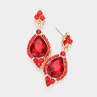 Teardrop Centered Dangle Evening Earrings