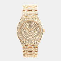 Rhinestone Embellished Metal Watch