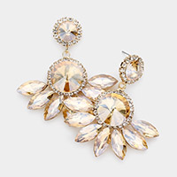 Round Centered Marquise Stone Cluster Dangle Evening Earrings