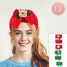 12PCS - Christmas Bow Accented Headbands