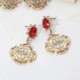 Stone Embellished Evil Eye Accented Dangle Earrings
